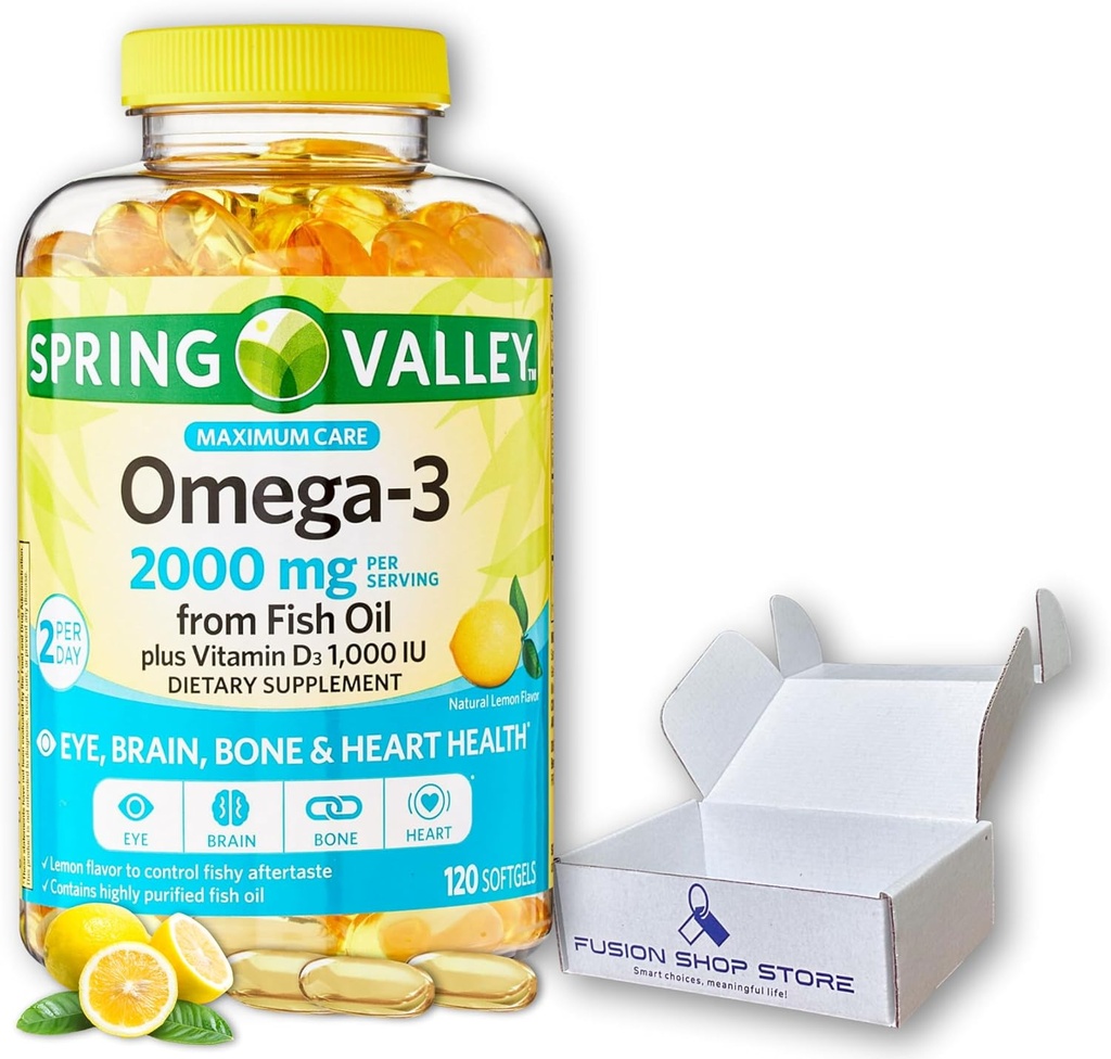 Omega 3 2000mg softgels- Visolie, 120ct (pakket van 1), Ingepakt door Fusion Shop Store
