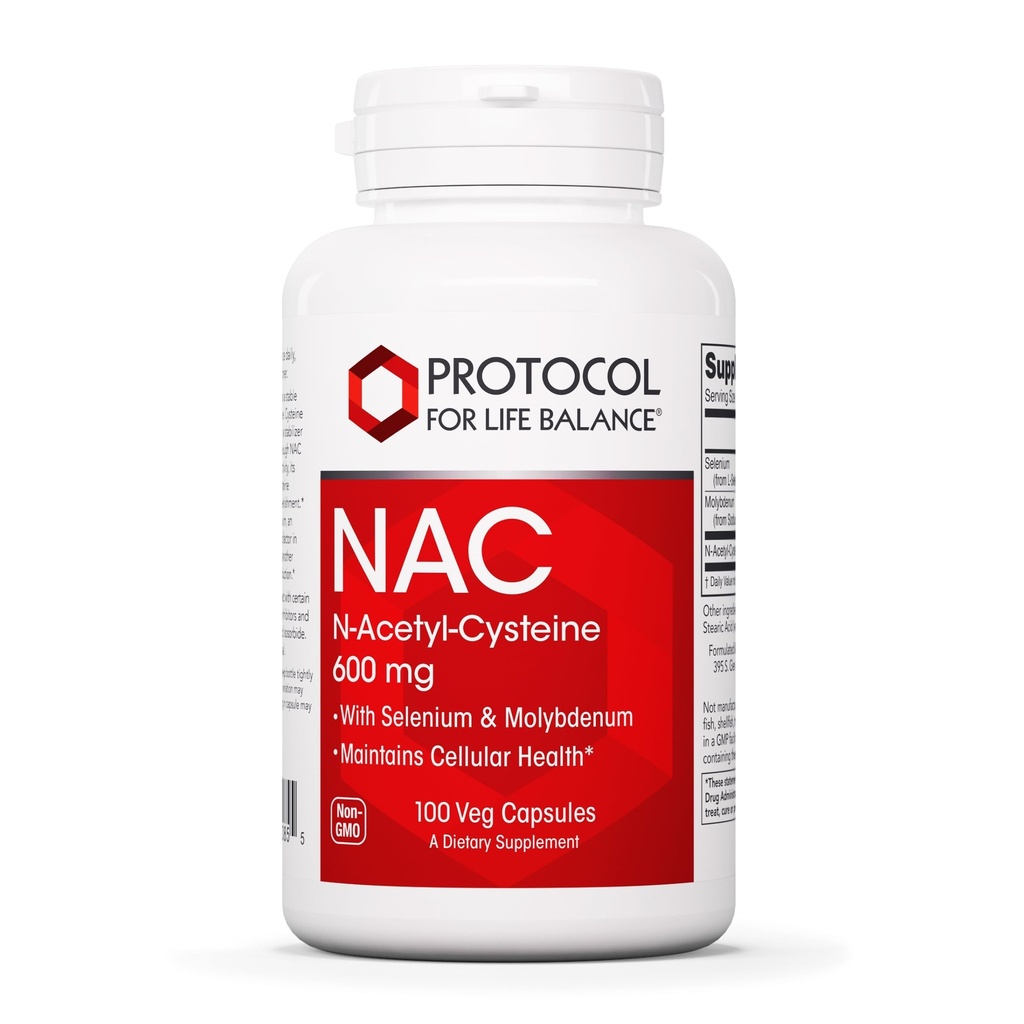 Protocole NAC avec Sélénium et Molybdène - Glutathion, Cerveau et Lung - 100 Veg Caps