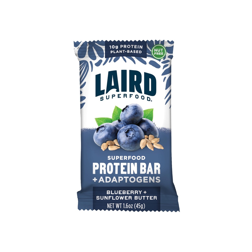 Laird Superfood Functional Protein Bars, Protein Bar maar beter met echte ingrediënten, Functionele Paddenstoelen 10g Plant-Based Proteïne, 6g Fiber, Blueberry Sunflower Butter, 10 Tellen (Terug van 1)