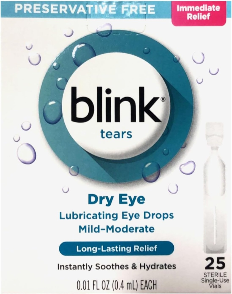 Blink Tears Smeer Oogdruppels Mild-Moderate Dry Eye, 25 Pk - 0,01 oz, Verpakking van 2