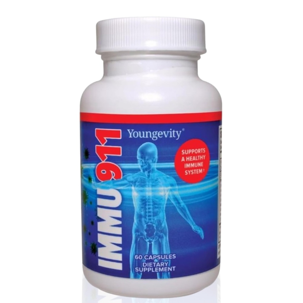 Youngevity Immu-911TM Immune avancée - Colostrum, Vitamine C, Zinc, Echinacea, Astragalus, PAU D'Arco Bark + 6 champignons de masse mycéliaux pour la défense immunitaire et boost (60 capsules)