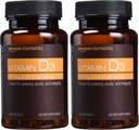 Éléments Vitamine D3, 5000 UI, 180 softgels, 6 mois d'approvisionnement (paquetage mai vary), soutient les os forts et la santé immunitaire (paquet de 2)