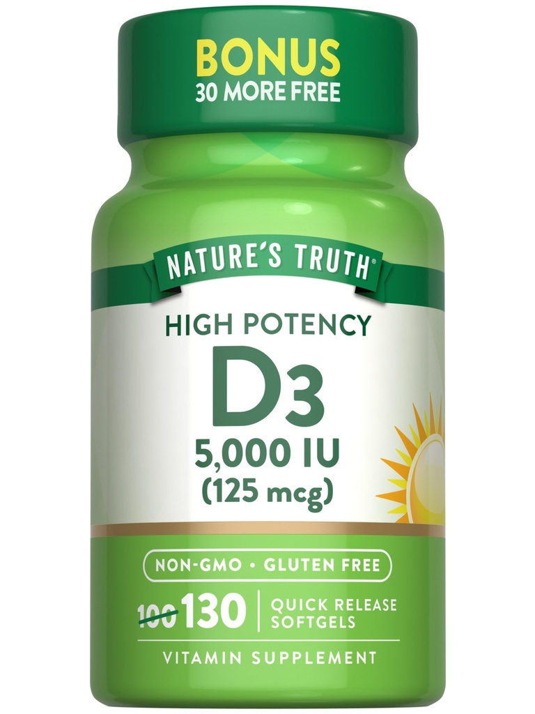 De waarheid van de natuur Vitamine D3 5000 IE Softgels 