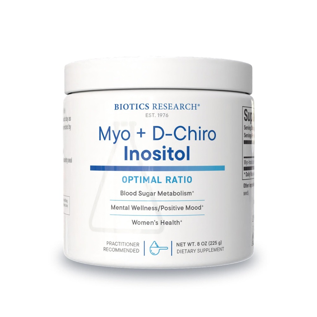 Biotica Onderzoek Balanced B8 Poeder, Myo inositol en D Chiro inositol, 40:1 Ratio, Vrouwen Gezondheid, Neurale Communicatie, Vet Metabolisme, Bloedvatgezondheid, Haargroei 8 Ounces