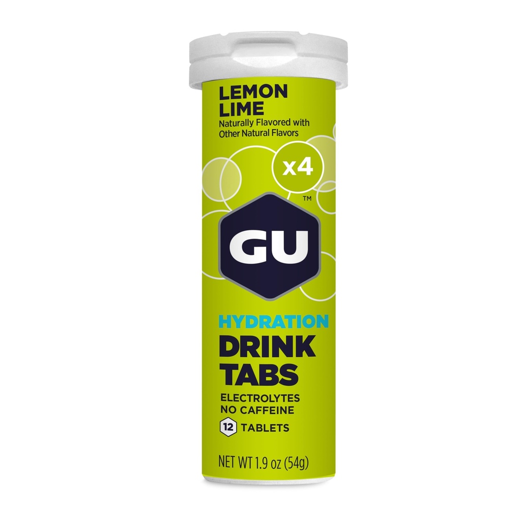 GU Energie Hydration Electrolyte Drink Tablets, Enhanced Endurance Sports Drink voor Running, Fietsen, Triathlon, 4-Count (48 Servings), Lemon Lime