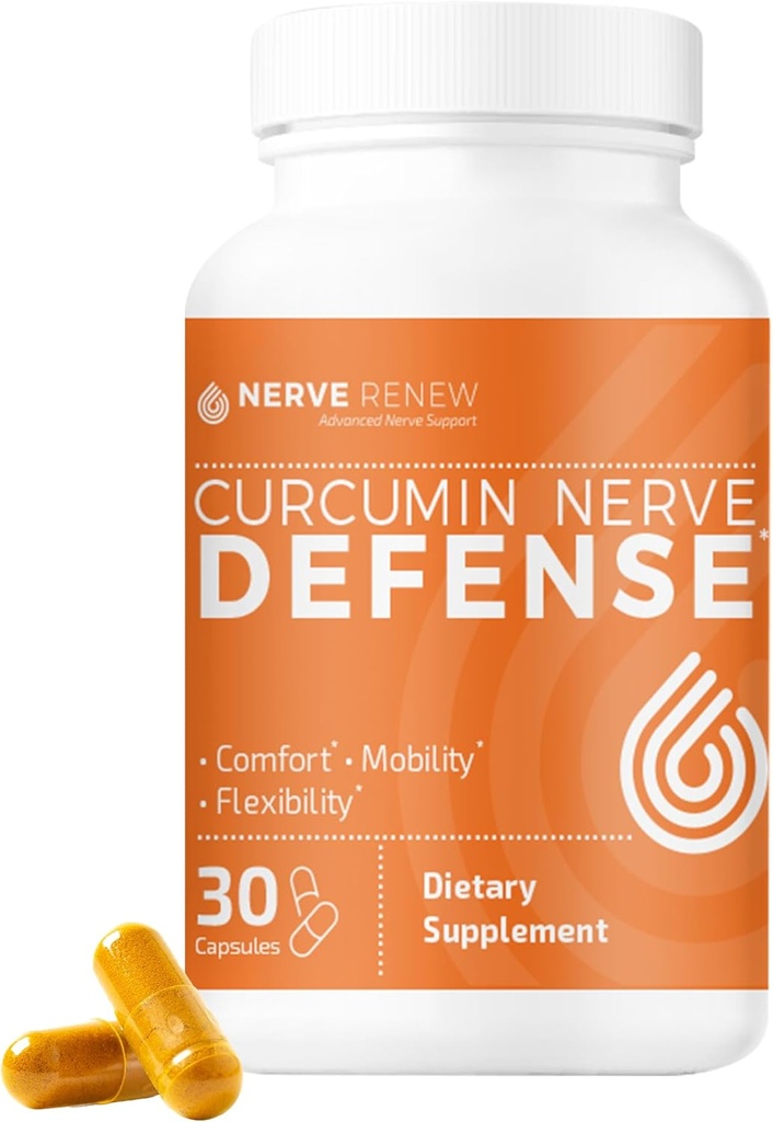 NERVE RENEW Curcumin Nerve Defense with Meriva Curcumin Phytosome for Complete Nerve Nurishment and Comfort - Geoptimaliseerde Curcumin met Black Pepper Extract - 30 Capsules