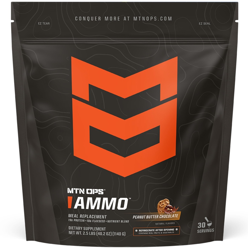 MTN OPS Ammo Proteïne Poeder Maaltijd Vervangingsshake voor Lean Muscle Building, 28 porties, Pindakaas Chocolade