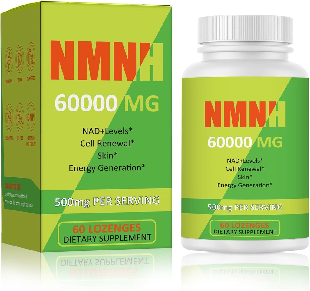 NMNH 500mg (Dihydronicotinamide Mononucleot), NMN Supplement Alternatief met NR, TMG, Resveratrol, COQ10, NAD Supplement, Energie, Boost NAD+ Niveaus, 60 capsules