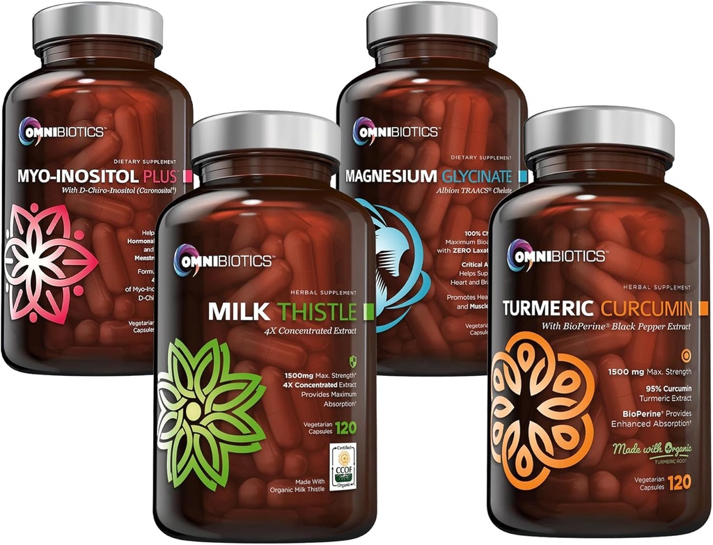 Kurkuma Curcumine + Milk Thisle Capsules + Magnesium Glycinate + Myo-Inositol