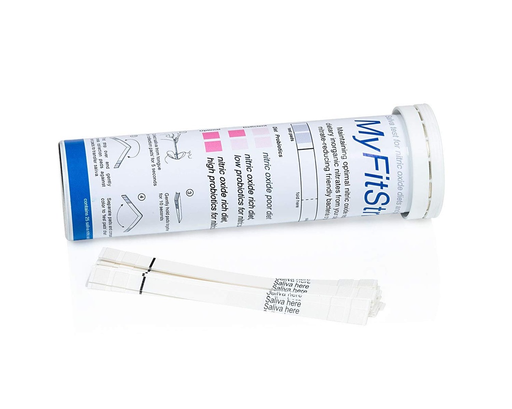 Nitric Oxide Test Strip - Track Zowel Prebiotic Nitraat als Biomarker voor Nitric Oxide door MyFitStrip - 25 Self Care Saliva Test Strip