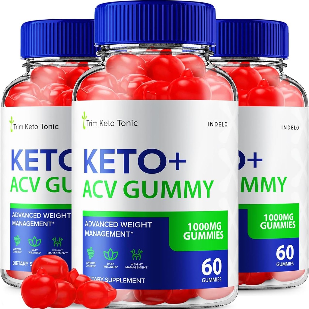 (3 Pack) Trim Keto Tonic Keto ACV Gummies, Trim Keto Gummies Weight Management Supplement, Trim Keto Tonic Reviews met Apple Cider Vinegar, Trim Keto Tonic Advanced ACV Gummies, B12 (180 Gummies)