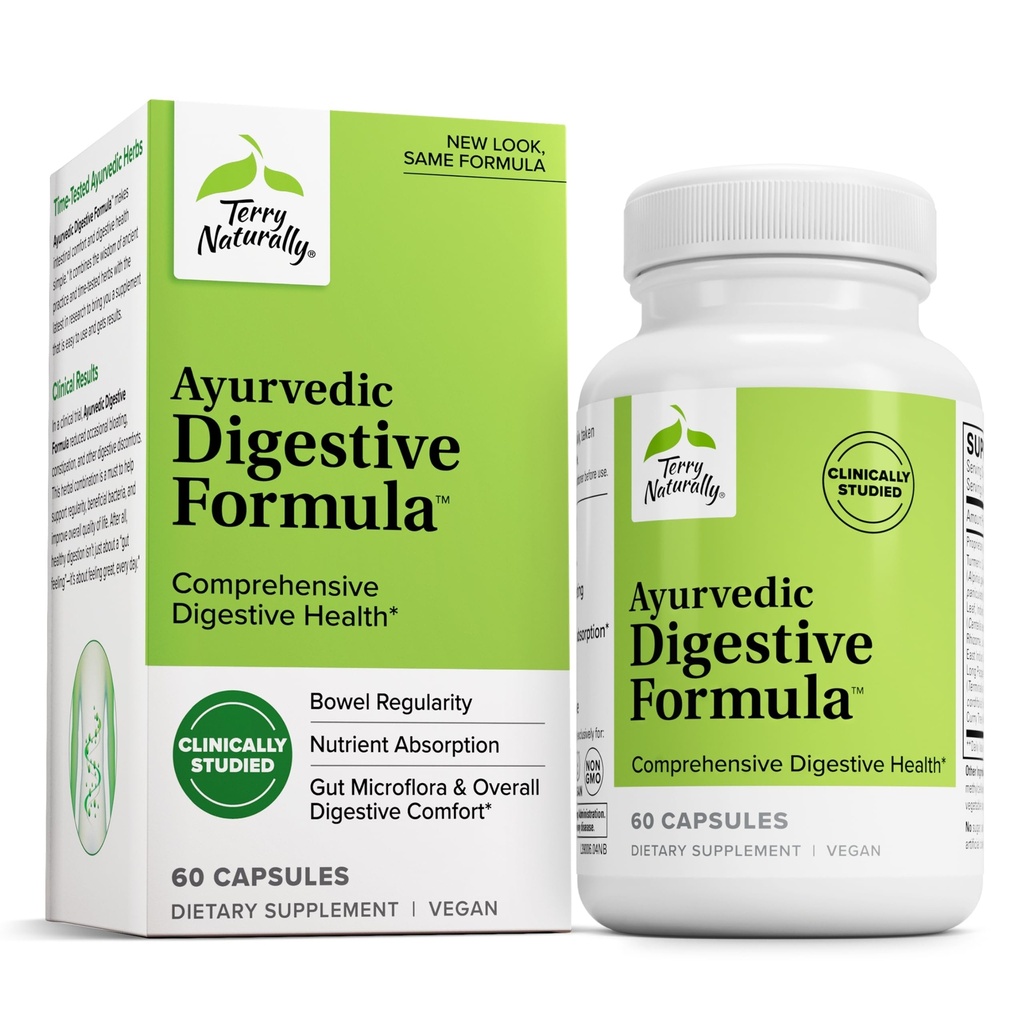 Terry naturellement ayurvédique Formule digestive - Soutien digestif pour la régularité - Soutien pour Bowel Health - Soutien à l'absorption des nutriments - Soutien Gut Health & Gut Microflora - 60 Capsules