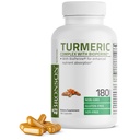 Curcumine Turcumine Bronson avec BioPerine - Support d'articulation haute puissance avec 95% Curcuminoïdes standardisés - Capsules non OGM avec poivre noir - 180 Compte