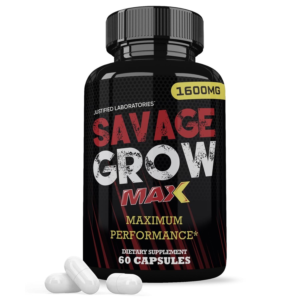 Justified Laboratories Savage Grow Max 1600MG Advanced Heren Heath Formula 60 Capsules