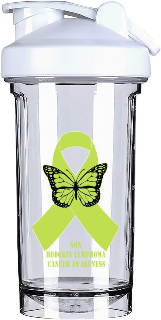 Non Hodgkin lymfoom Cancer Awareness 18 Ounce Shaker Bottle Drink Mixer Leak-proof Pre Workout Proteïne Shakes Maaltijd Vervanging Shakes Flessen 500ML/18 Oz Wit