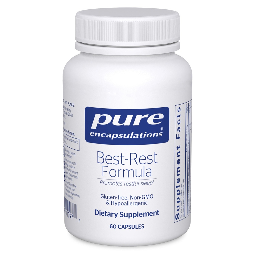 Pure Encapsulations Meilleure formule Rest - Supporte le sommeil reposant - pour la relaxation - Supplément de sommeil reposant - Non-OGM et végétalien - 60 Capsules