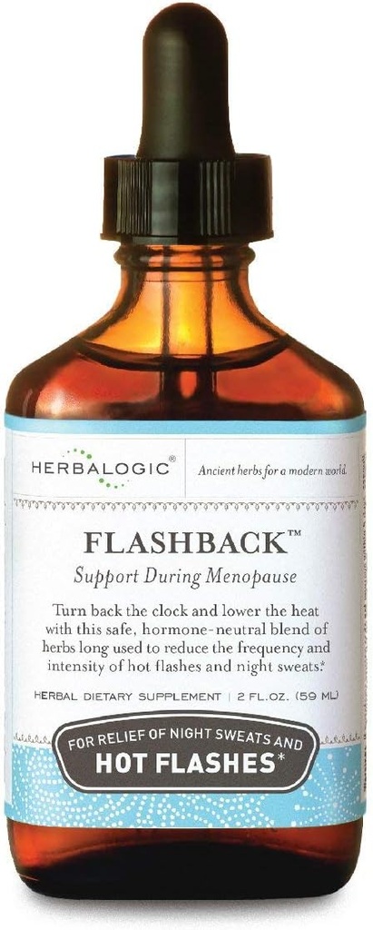 Herbalogic - Flashback Liquid Herb Drops - Natural Relief for Menopausal Hot Flashes, Night Sweats, Slapeloosheid, Irritability & Mood Swings - 2 Fl. Oz.