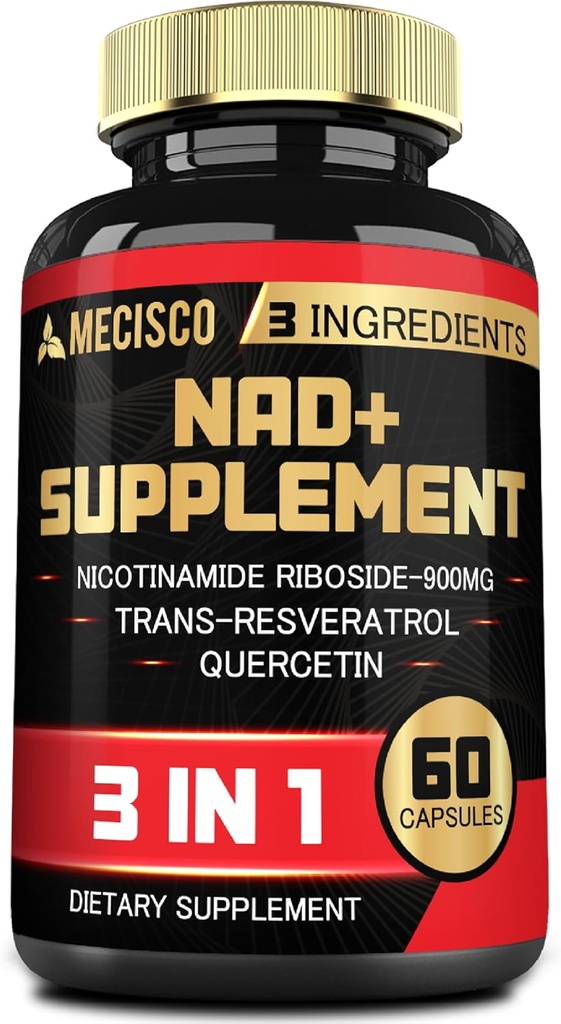 3in1 NAD+ Supplement 1200Mg - Nicotinamide Riboside met Trans Resveratrol & quercetine - Cellular Activity, Immune, Aging Health - 60 Telvoorziening gedurende 30 dagen