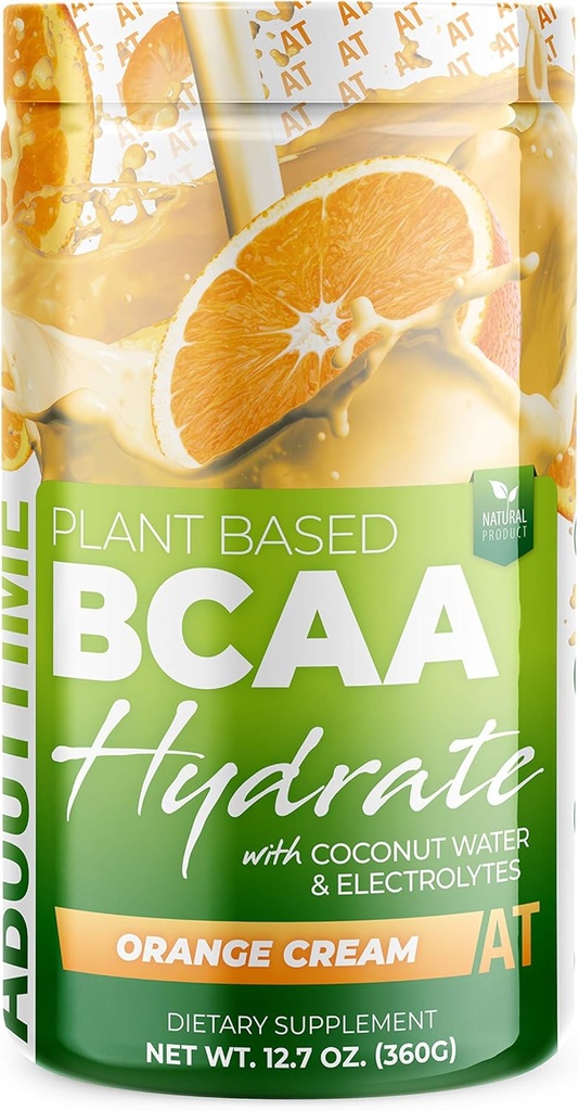 Over tijd BCAA Hydration Powder Orange Cream, met L-Glutamine & Elektrolyten, Non-GMO, Glutenvrij, Monniksfruit, Kokoswater, 20 porties