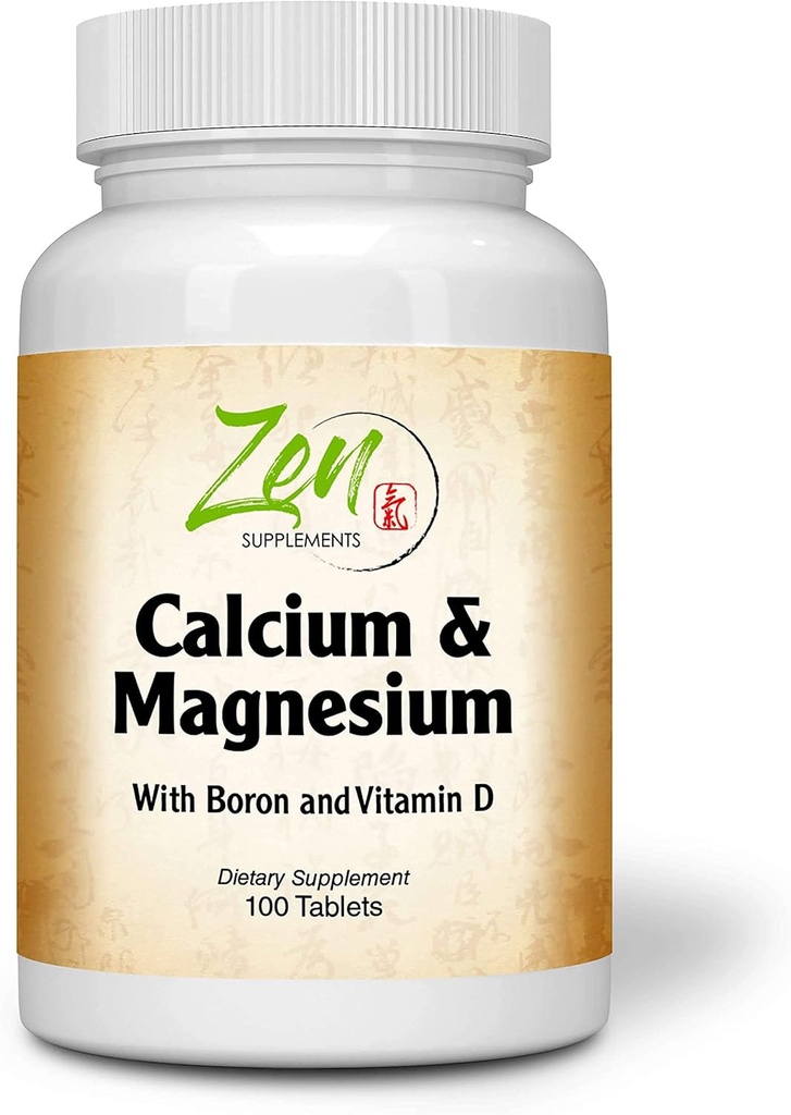 Zen Supplementen - Hi Potency Calcium & Magnesium met D3 & Boron voor verbeterde absorptie, ondersteunt Bone Health & Bone Density 100-Tabs