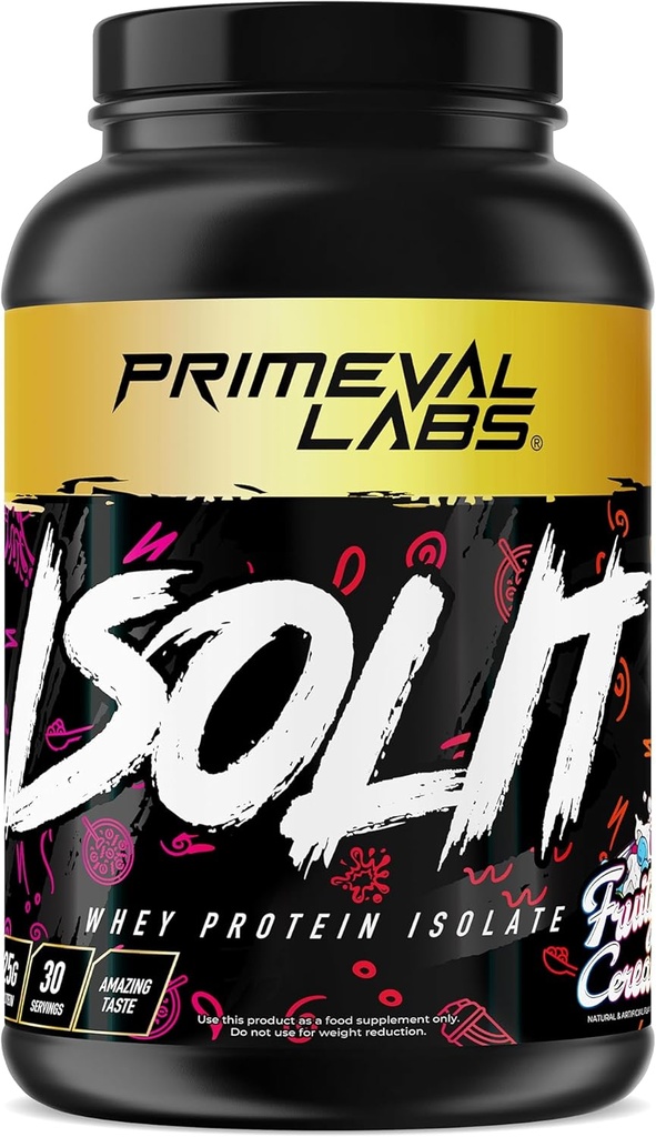 Primeval Labs ISOLIT - Wei Proteïne Poeder, 100% Wei Isolaat, 25g Proteïne, BCAA's, Fast Absorbing, Easy Digesting (Fruity Cereal, 2lb)