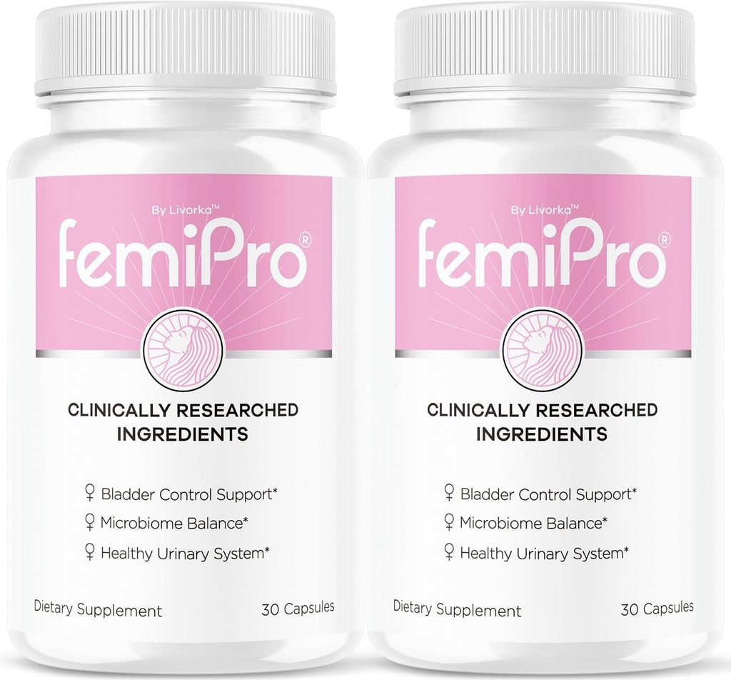 (2 Pack) FemiPro Bladder Control Pillen - Original FemiPro Capsules, Femi Pro Bladder Control Support Supplement, Probitic FemiPro Pillen voor algemene gezondheids- en welzijnsbeoordelingen, 60 capsules 2 maanden