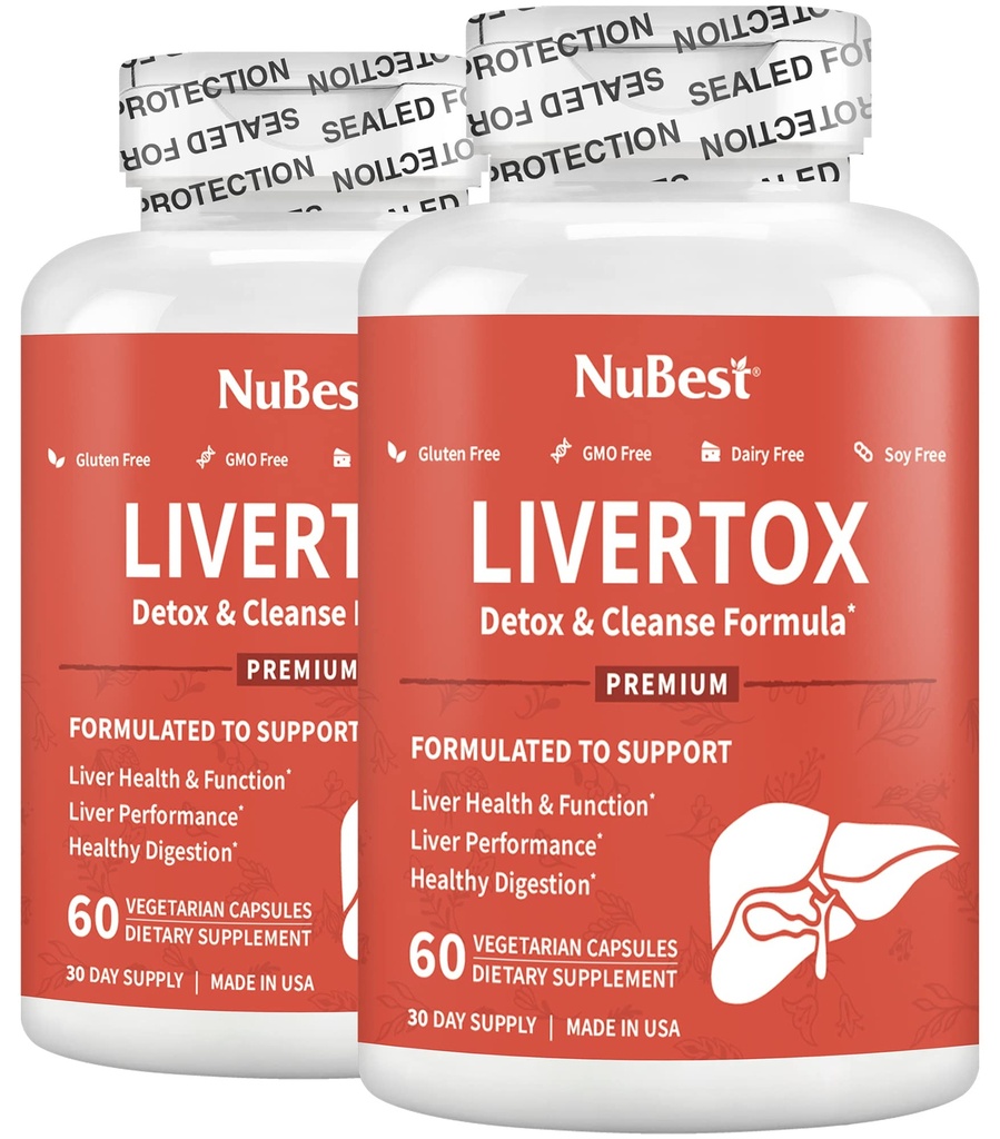 LiverTox - Advanced Liver Detox & Cleanse Formula - Herbal Liver Support with Milk Thistle, Turmeric, Artichoke, Dandelion, Beet & Zink Helpt leverfunctie & Digestie Pack 2