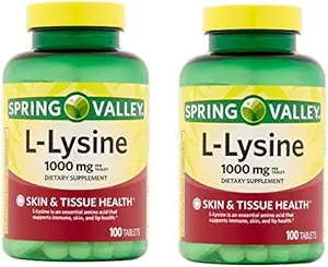 Spring Valley - L-Lysine 1000 mg, 100 tabletten (verpakking van 2)