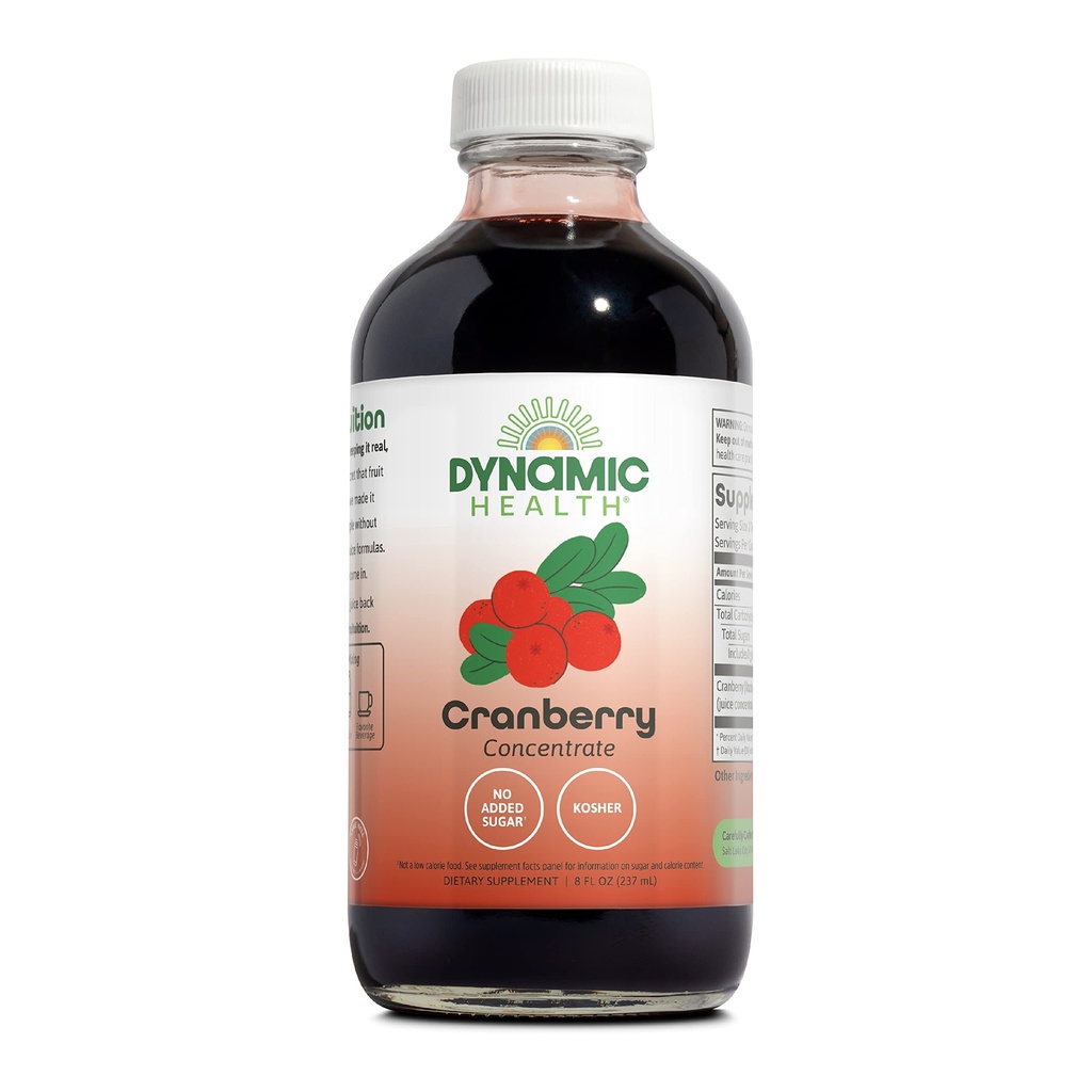 Santé dynamique pur concentré de jus de canneberge, non sucré, antioxydant naturel, sans sucre ajouté, 8 Fl oz