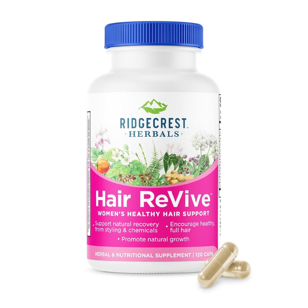 RidgeCrest Kruiden Haarlevend, voedingssupplement voor het haar met vitamine C, Biotine (6000mcg), zink, en koper, haarvitaminen voor vrouwen ter ondersteuning van gezond haar, huid, en nagels (120 caps, 30 servers)