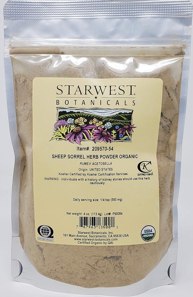Starwest Botanicals Poudre de sorrel biologique, 4 onces