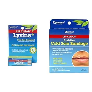 Quantité Santé Lèvre clair Lysine+ Ponction de traitement de plaies froides, transparent, 0,25 Ounce, Lèvre clair Invisible bandage de plaies froides