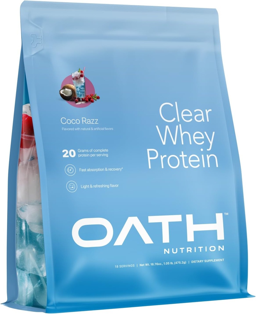 Eed Voeding Clear Whey Isolate Protein Powder, Coco Razz, 20g Complete Protein per Serving, No Added Sugar, Grass-Fed, 18 Servers