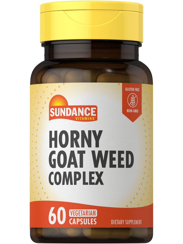 Sundance Horny Goat Weed Complexe 60 Capsules met Maca, Tribulus Terrestris en L-Arginine Vegetarische, niet-GMO & Glutenvrije Supplement