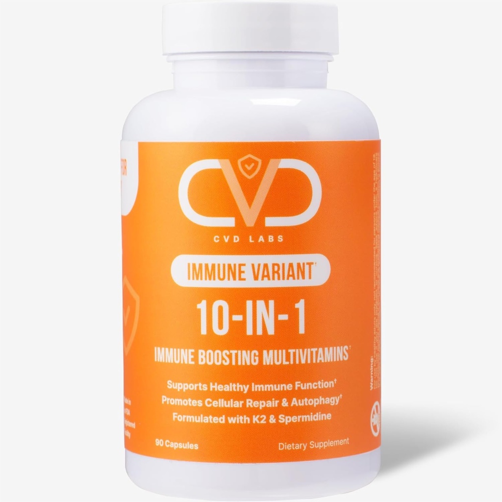 10-in-1 Immuun Variant, Immuun Booster Supplement met Vitamine B Complex, Zink, Kurkuma, Vitamine C & D voor Immuun Ondersteuning en verdediging, Immuun Multivitamine voor Vrouwen & Mannen, 90 Capsules