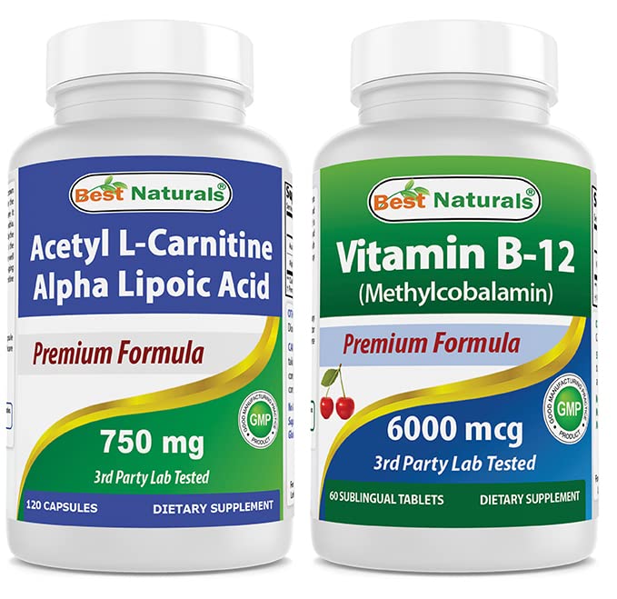 Best Naturals Acetyl L-Carnitine en Alpha Lipoïnezuur 750 mg & vitamine B-12 6000 mcg
