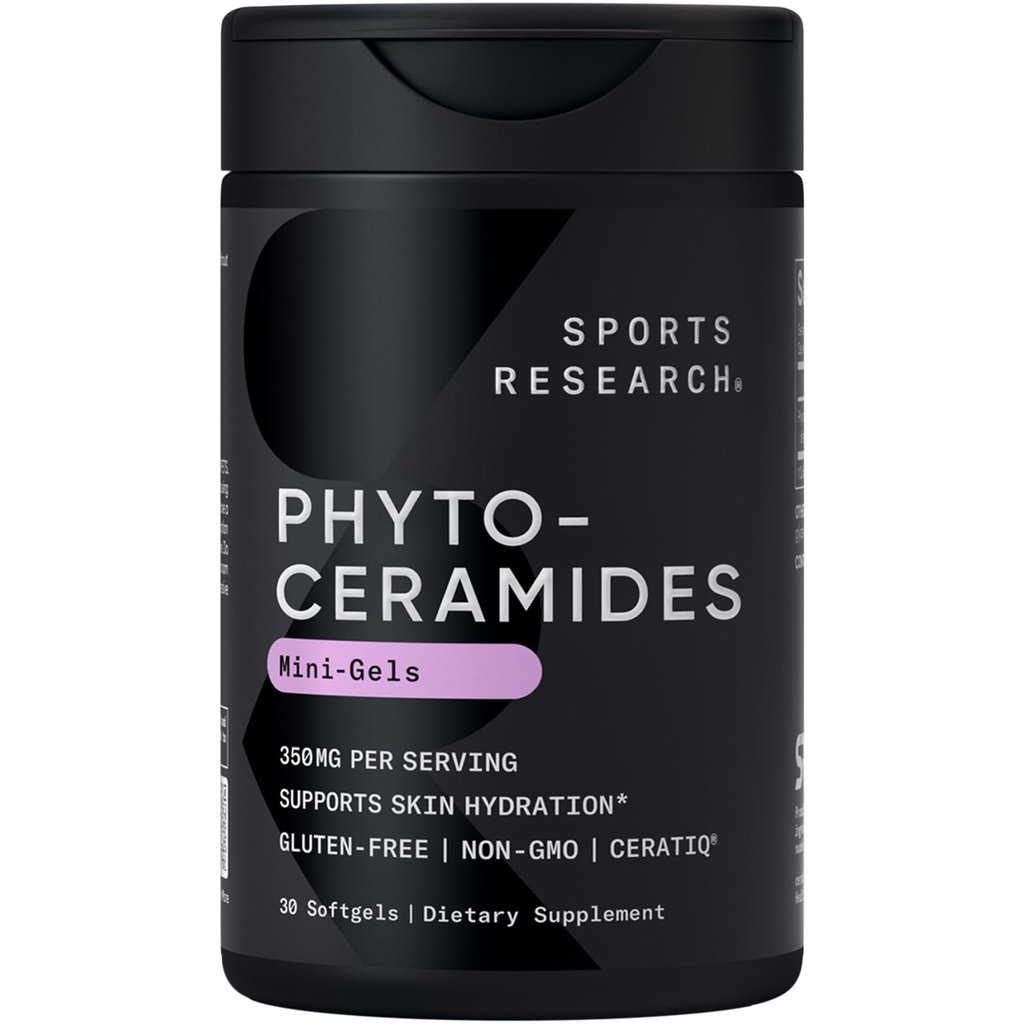 Phytocéramides 350mg par softgel - Céramides dérivés de plantes pour une peau et une hydratation saines - Non OGM sans remplissage ou vitamines synthétiques - 30 softgels liquides