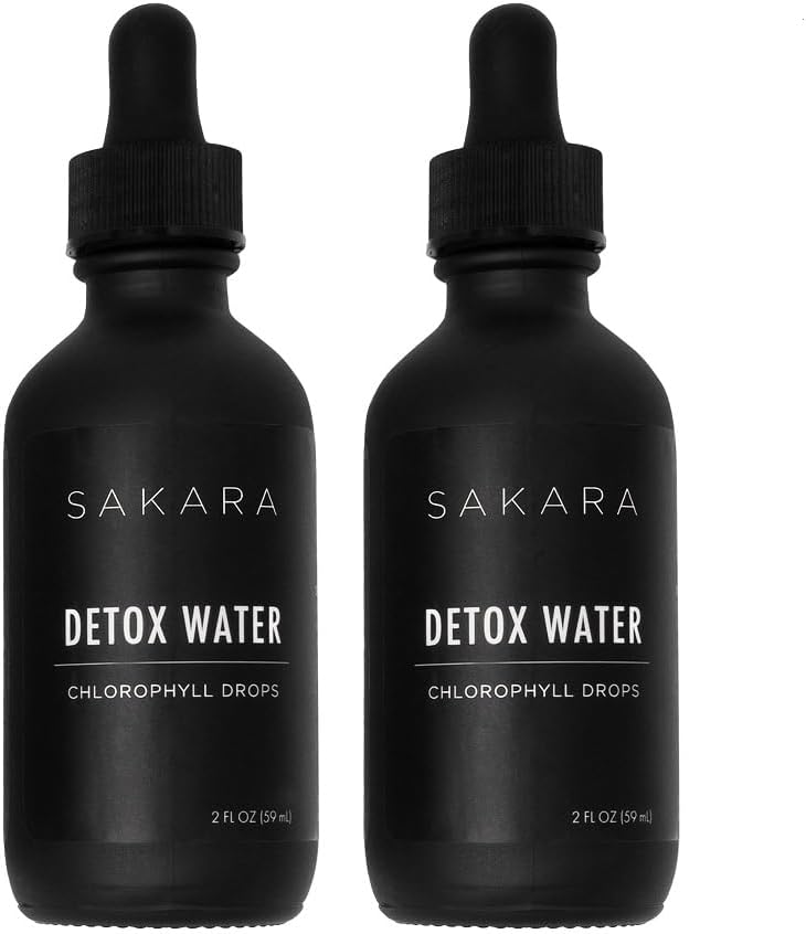SAKARA Détox gouttes d'eau, 60 portions - Chlorophylle gouttes liquides, Chlorophylle eau pour le drainage lymphatique, boisson de détox corporel, soutien énergétique naturel, supplément de Chlorophylle gouttes liquides, vitamines