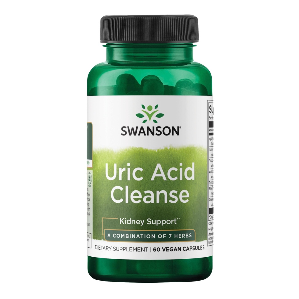 Swanson Uric Acid Cleanse - Natural Supplement Promoting Nierondersteuning - Kenmerken een krachtige combinatie van 7 kruiden - (60 Veggie Capsules)