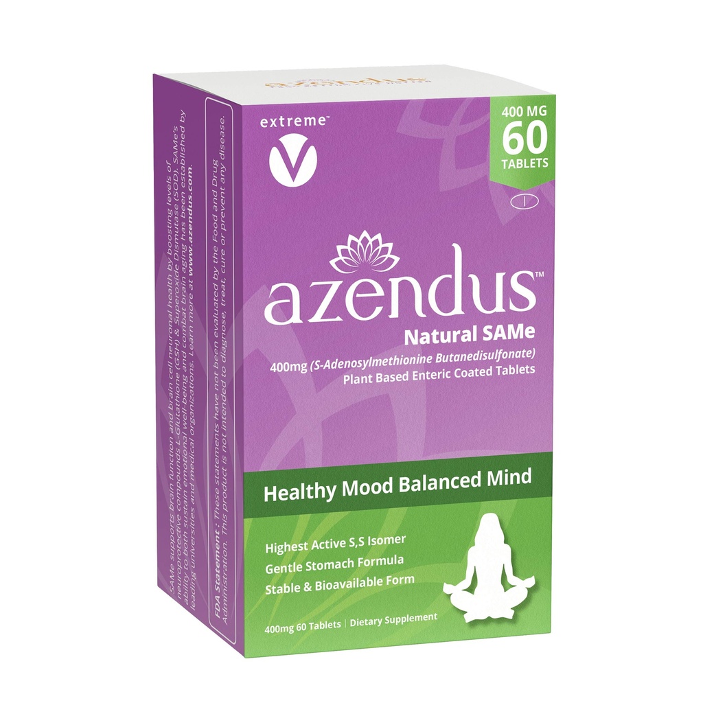 Azendus SAM-e Mood Support 400mg, 60 Tel, Zelfde butaandisulfonaat Fiber Enteric Coated Tablets