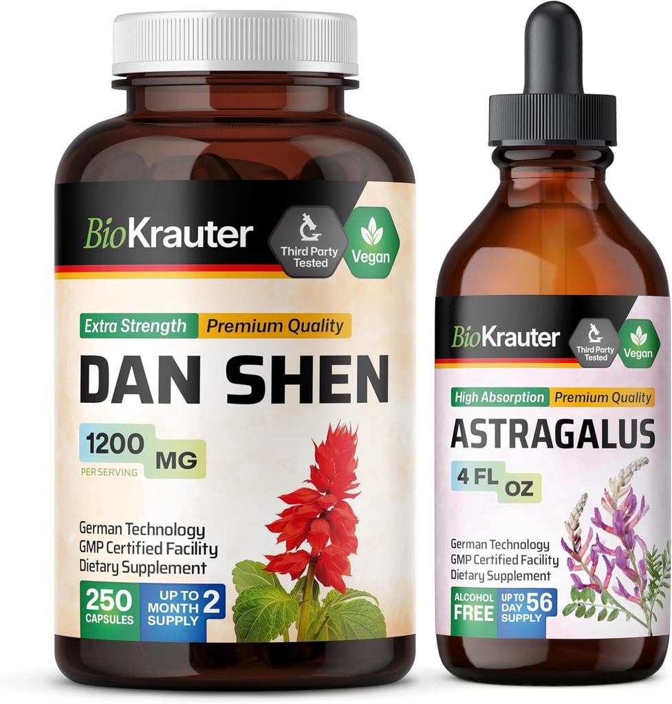BIO KRAUTER Dan Shen 250 Capsules & Astragalus Tinctuur 4 Fl. Oz.