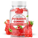 softbear Kalium Gummies voor Volwassenen, Suikervrije Kalium Chloride Gummies 1200mg Ondersteuning Been Krampen en Electrolyte Balance Hoge Potency Kalium Supplement, Aardbei Smaak 60 Tellen