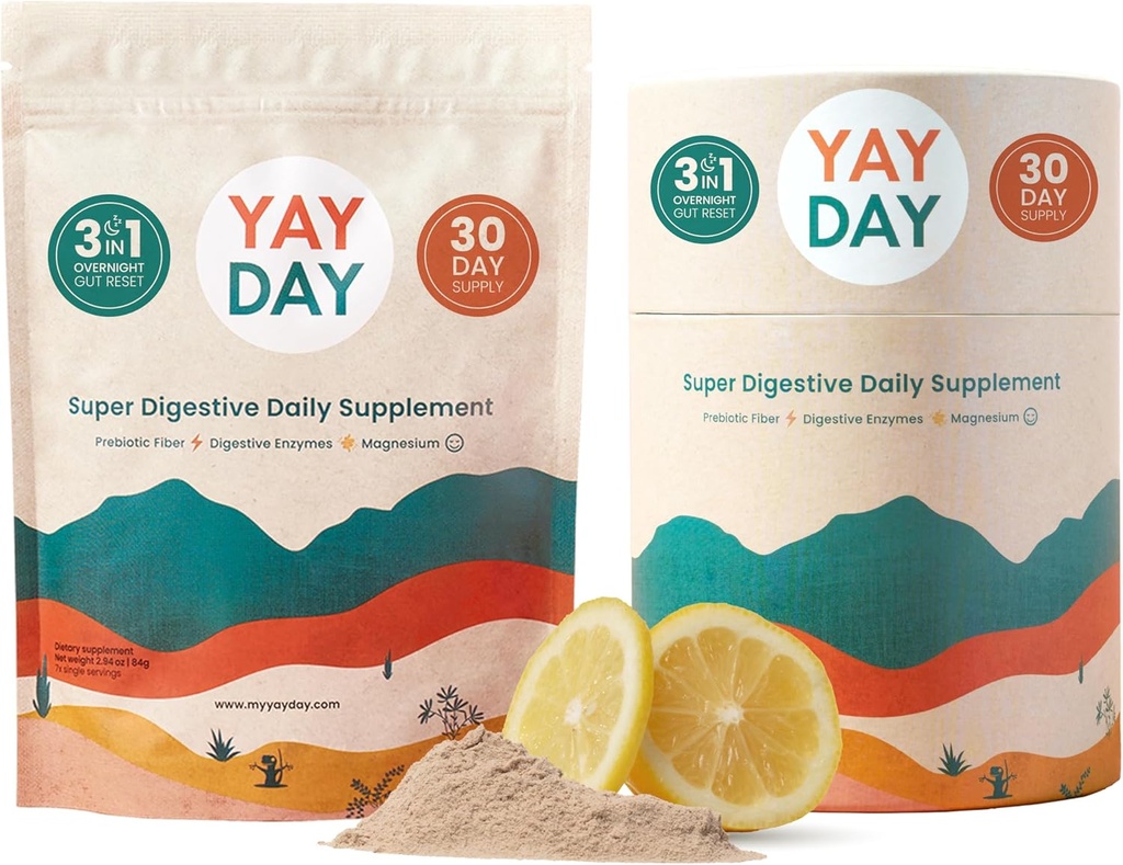 Digestieve enzymen Prebiotic Fiber Supplement Powder Bundle - Daily Gut Health + Magnesium Powder for Deep Sleep, Regularity, Bloating & Constipatie Relief - Citrus (37 Servings)