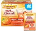 Emergen-C 1000mg vitamine C poeder voor dagelijkse Immune ondersteuning Cafeïnevrije vitamine C supplementen met zink en Mangaan, B vitamines en Elektrolyten, Super Oranje smaak - 60 Count/2 maand levering
