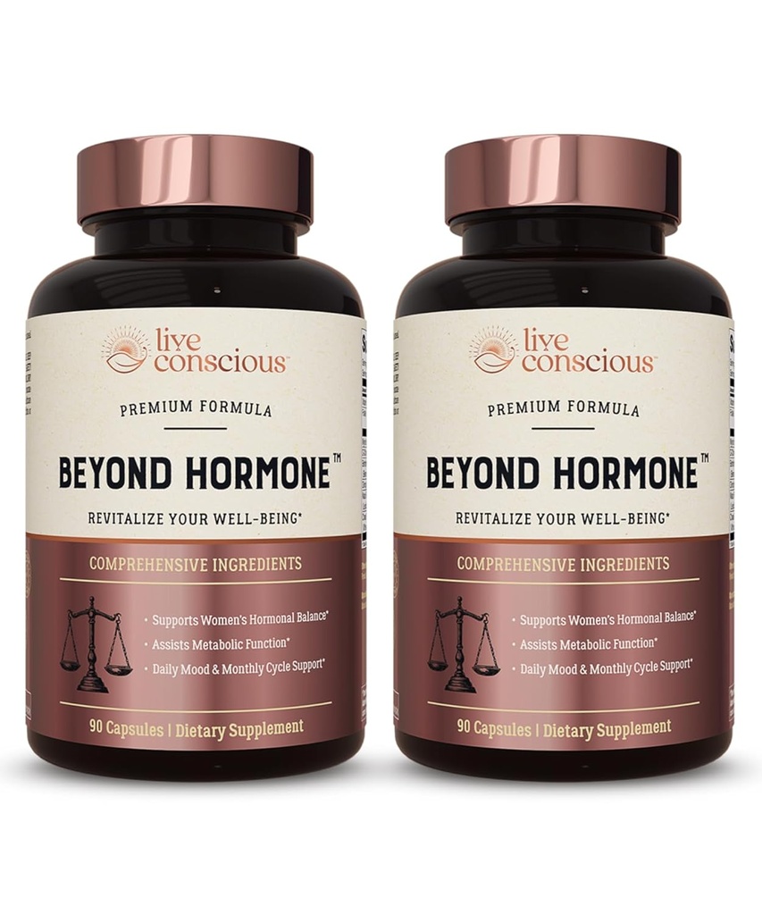 Live Conscious Beyond Hormone Daily Menopauze & PMS Supplement - Metabolisme Support & Healthy Estrogen Balance for Women - Berberine, DIM, Chaste Tree Berry, Maca Root, Myo & D-Chiro-Inositol - 90 Ct.