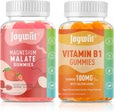 Magnesium Malate + L-Theanine + CoQ10 + B6 (Strawberry) & Thiamine B1 + Calcium (Orange) Gummies, Stress Relief, Energy, Nerve & Bone Support, Vegan Non-GMO, 120 kauwtabletten (2×60)