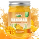 ACEYO (12 OZ) Irish Sea Moss Gel cru Ananas de mangue végétalien Saveur 102 Vitamines et minéraux Wild Harvested Non-GMO Immune Defense Booster Thyroïde Soutien digestif