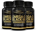 FREZZOR Omega 3 Black for Joint Care & Comfort - Nieuw-Zeeland Green Lipped Mossel Oil Capsules; 53x Hogere Potentie met UAF1000+ Super Antioxidant, No Fishy Aftersmaak, 60 Tellen (Pack of 3)