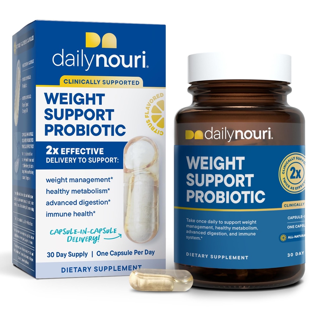Le quotidien Nouri Weight Support Probiotique pour les femmes et les hommes soutient la prise en charge du poids sain, le métabolisme, la digestion et la santé Gut.