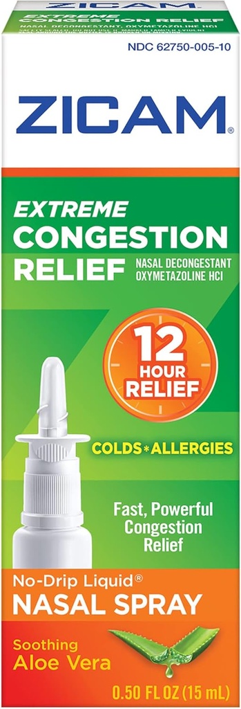 Zicam Extreme Congestie Relief No-Drip Liquid Nasal Spray met verzachtende Aloë Vera, 0,5 Ounce (verpakking van 2)